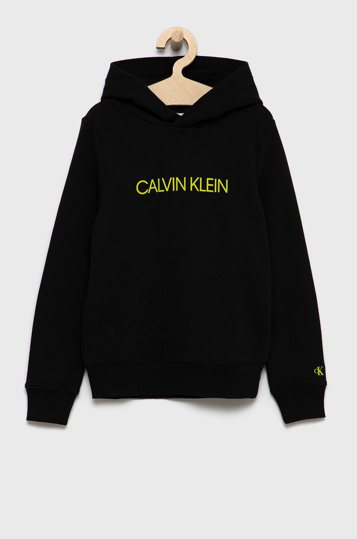 Calvin Klein Jeans Bluza bawełniana dziecięca IU0IU00163.4890 nadruk czarny IU0IU00163.4890
