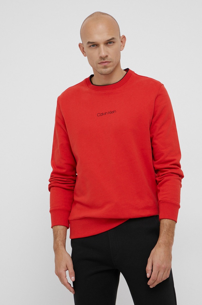 Calvin Klein - Bluza bawełniana nadruk pomarańczowy K10K107895.4890