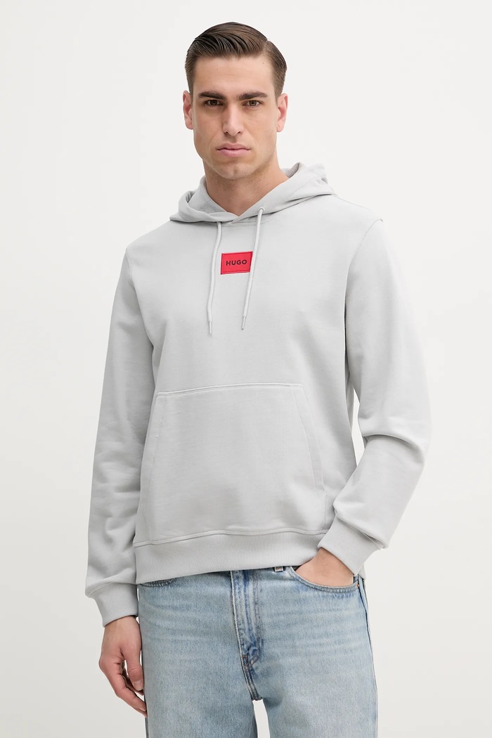 Bavlněná mikina HUGO Daratschi214 šedá 50458700
