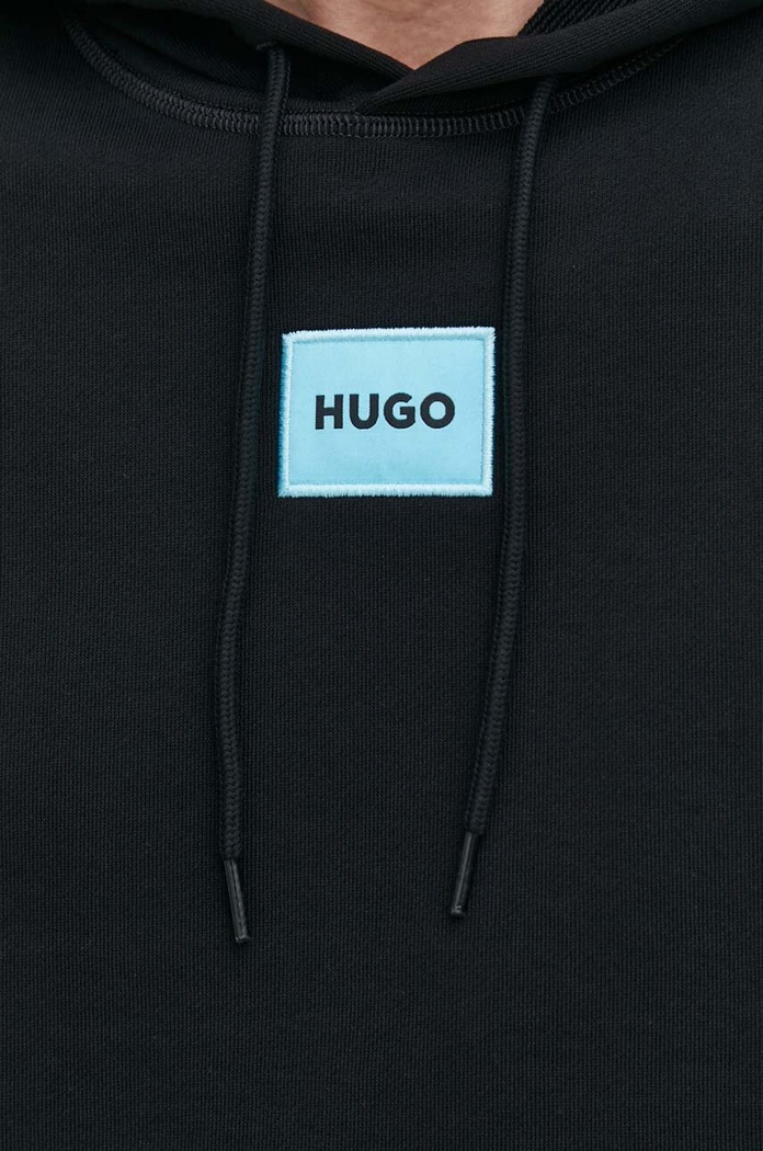 Βαμβακερή μπλούζα HUGO Kenno 50458700 μαύρο