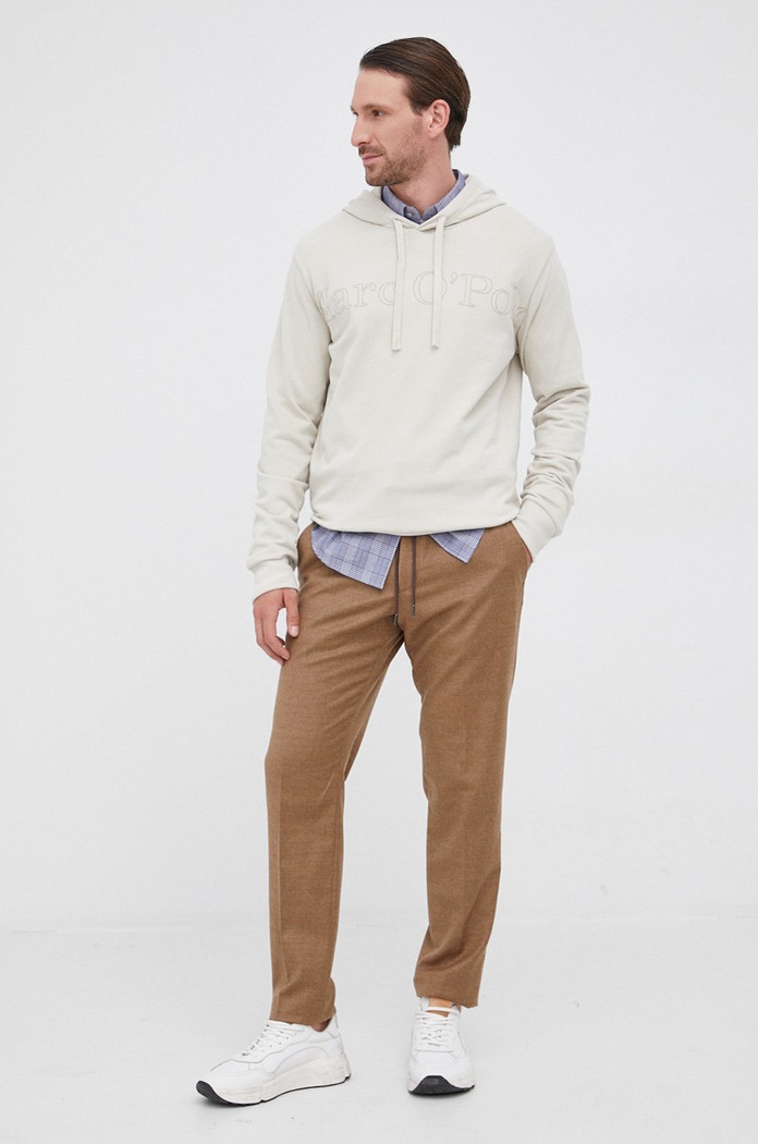 Marc O'Polo - Bavlněná mikina 128406154196 béžová AW21