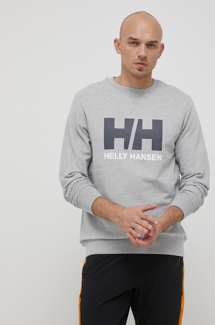 Памучен суичър Helly Hansen сив 34000