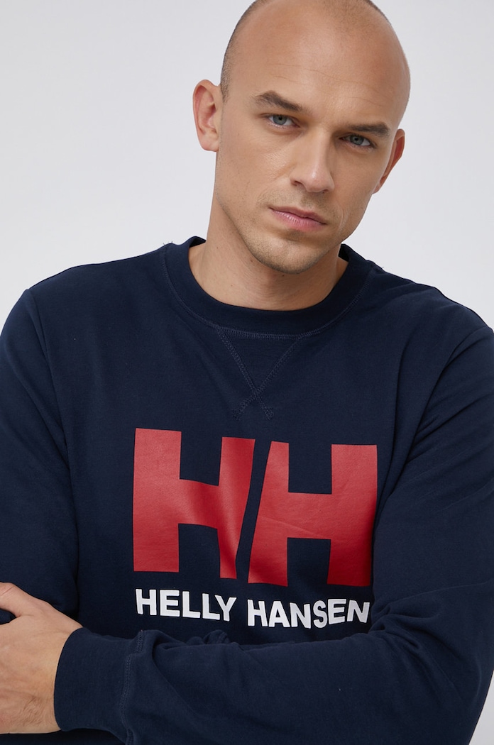 Βαμβακερή μπλούζα Helly Hansen σκούρο μπλε 34000