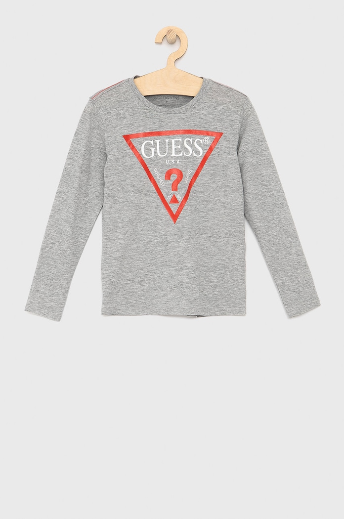 Detské tričko s dlhým rukávom Guess bavlna sivá L84I29.K8HM0