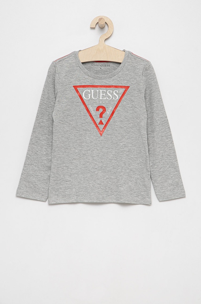 Detské tričko s dlhým rukávom Guess bavlna sivá N84I24.K8HM0