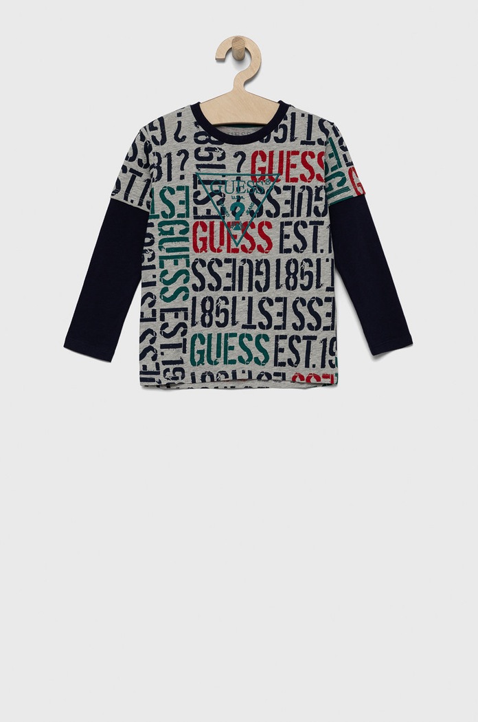 Guess - Dječja pamučna majica dugih rukava Planet friendly mornarsko plava N1BI04.I3Z11