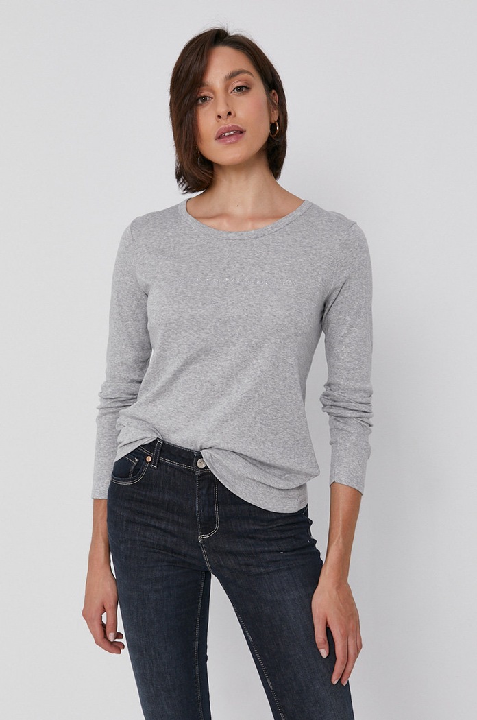 United Colors of Benetton блуза с дълги ръкави памук сив 3GA2E16G0.501