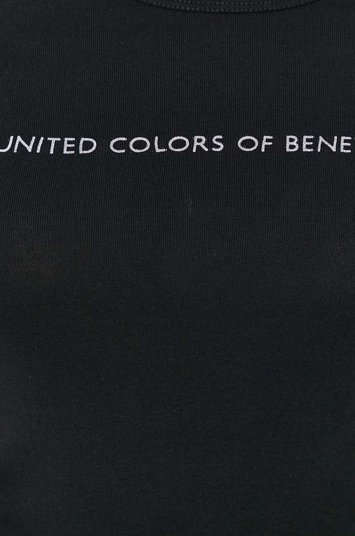 United Colors of Benetton памучна блуза с дълги ръкави 3GA2E16G0.100 черен