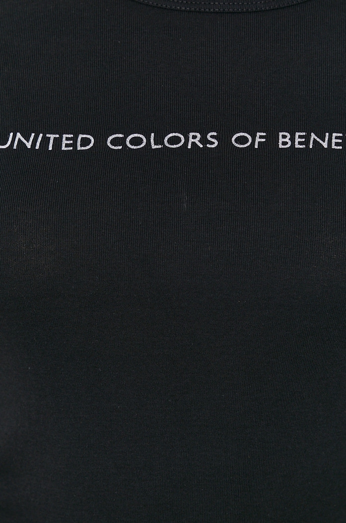 United Colors of Benetton памучна блуза с дълги ръкави 3GA2E16G0.100 черен