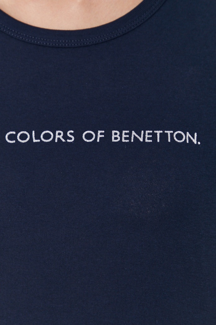 United Colors of Benetton памучна блуза с дълги ръкави 3GA2E16G0.016 тъмносин