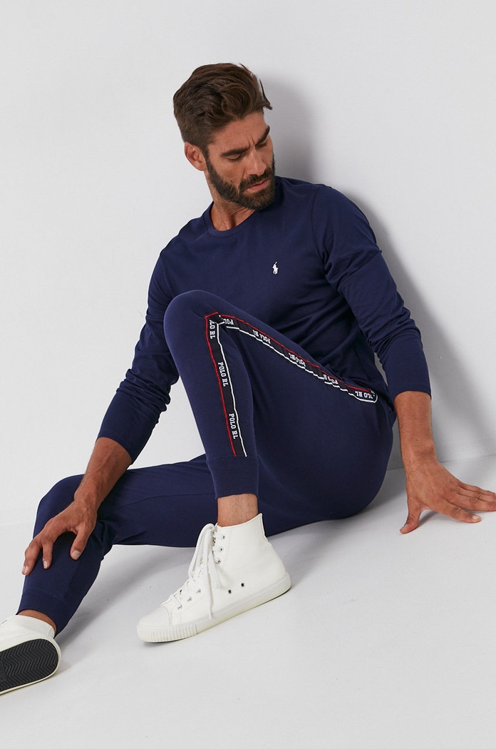 Tričko s dlouhým rukávem Polo Ralph Lauren 714844759002 námořnická modř AW21