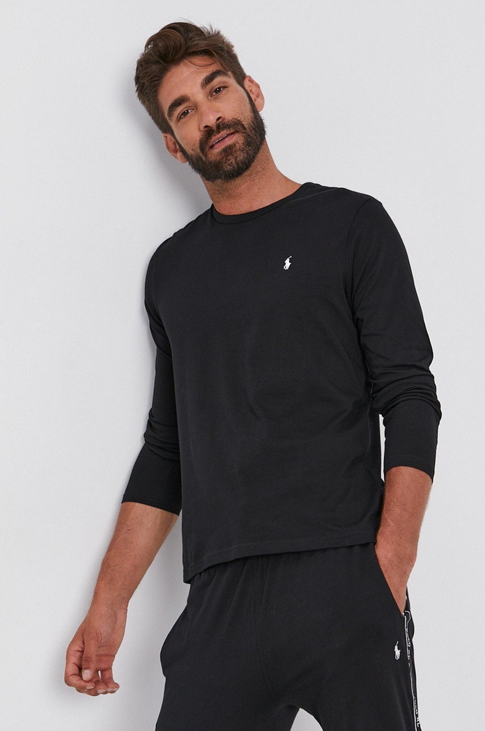 Majica dugih rukava Polo Ralph Lauren bez uzorka crna 714844759001