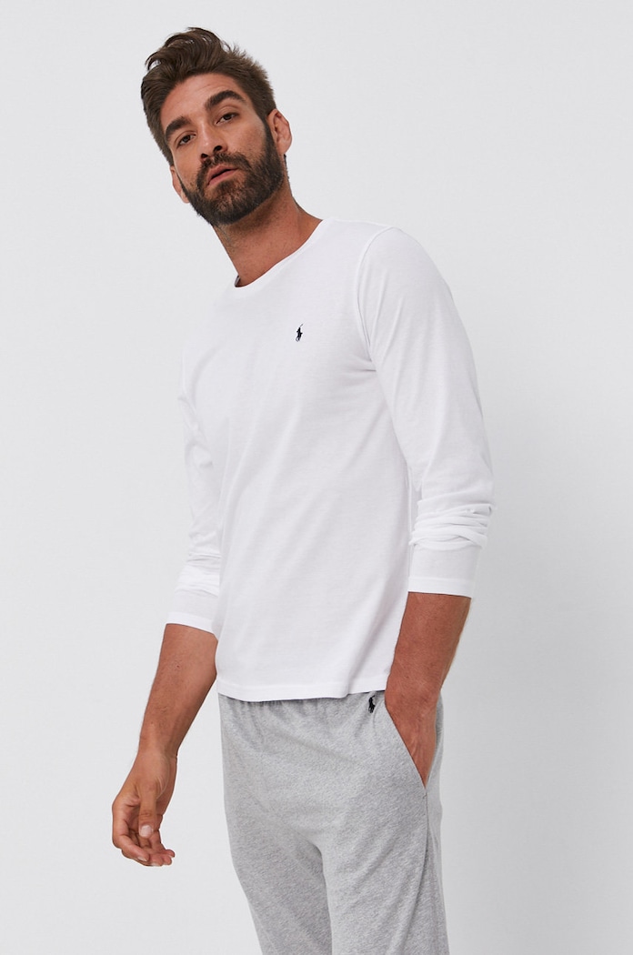 Tričko s dlhým rukávom Polo Ralph Lauren jednofarebný biela 714844759004