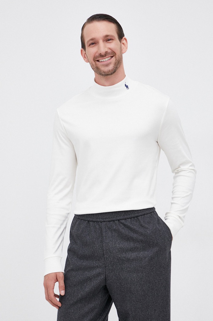 Polo Ralph Lauren - Bavlnené tričko s dlhým rukávom nášivka béžová 710849518003