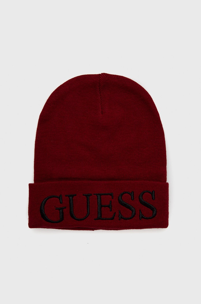 Guess Czapka z domieszką wełny AW8728.WOL01 z domieszką wełny bordowy AW8728.WOL01