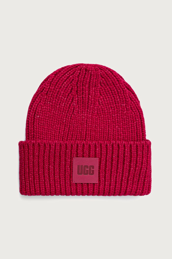 UGG Czapka beanie damska z dodatkiem wełny różowy 20061