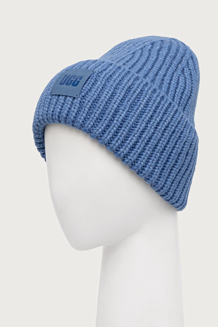 UGG Czapka beanie damska z dodatkiem wełny 20061 niebieski AW25