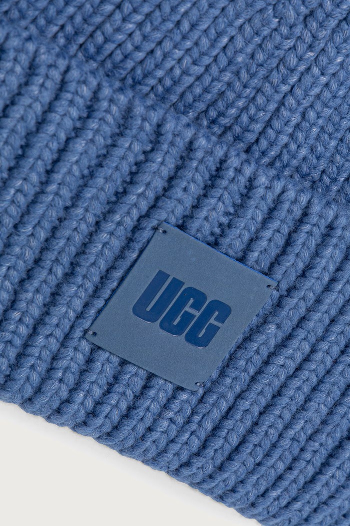 Akcesoria UGG Czapka beanie damska z dodatkiem wełny 20061 niebieski