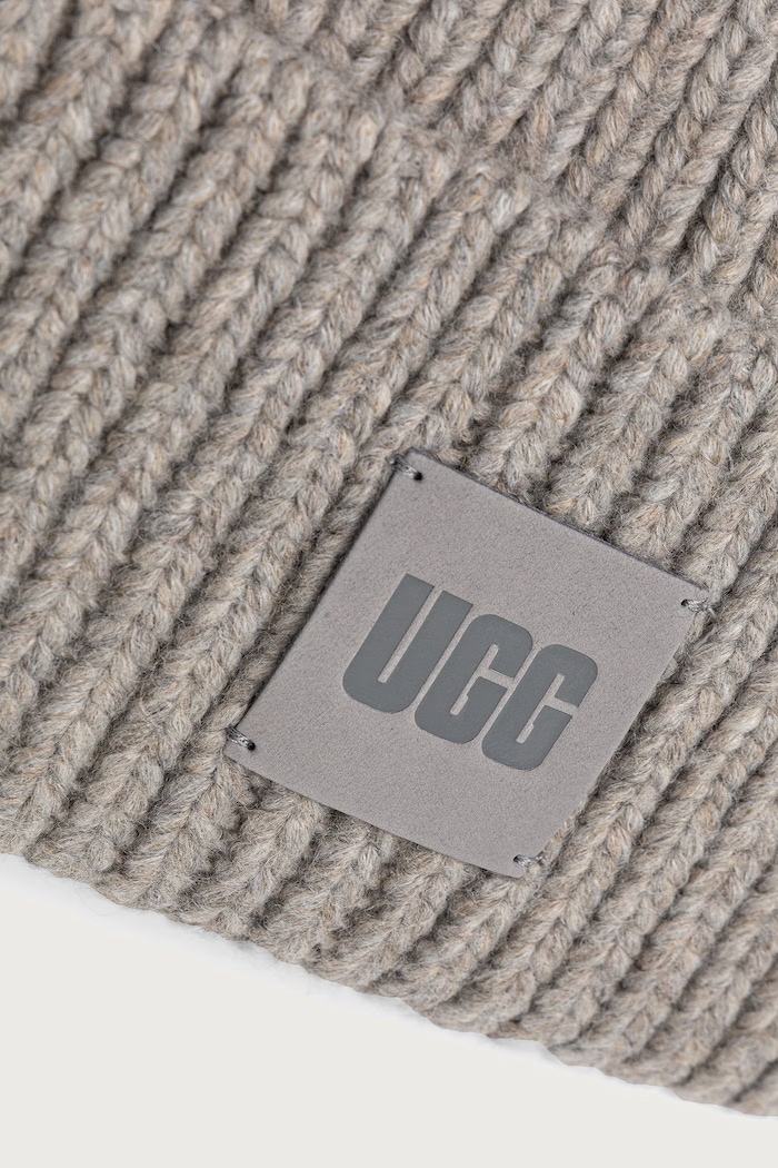 Akcesoria UGG Czapka beanie damska z dodatkiem wełny 20061 szary