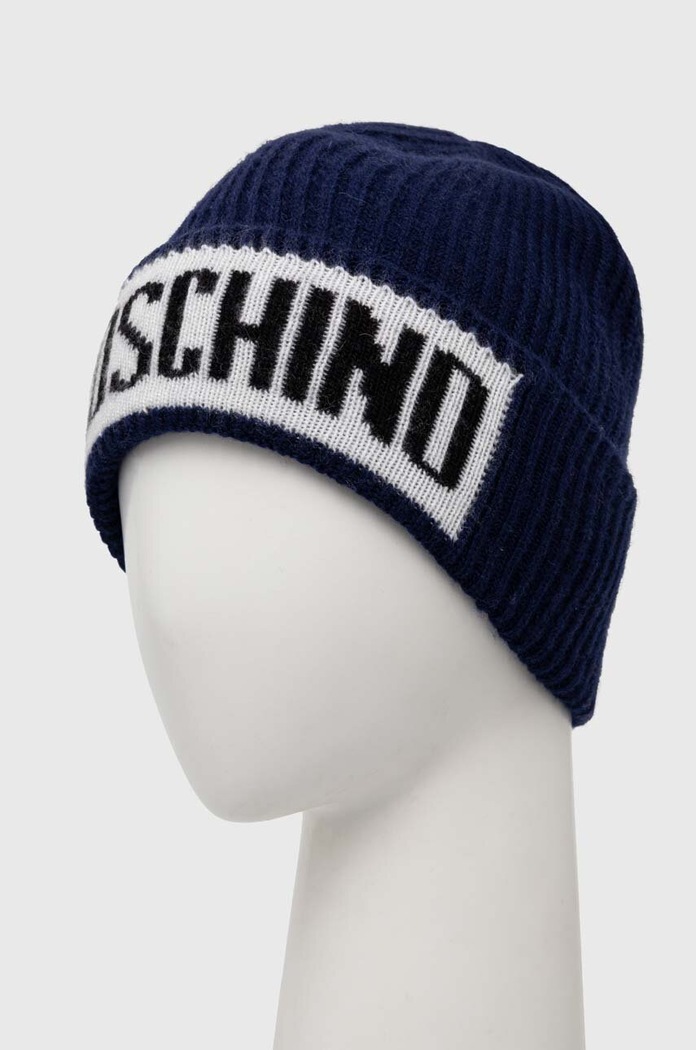Vlněná čepice Moschino M5540.60077 námořnická modř AW24