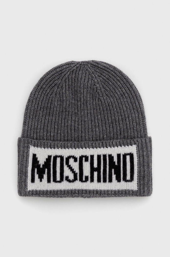 Moschino czapka wełniana z domieszką wełny szary M5540.60077