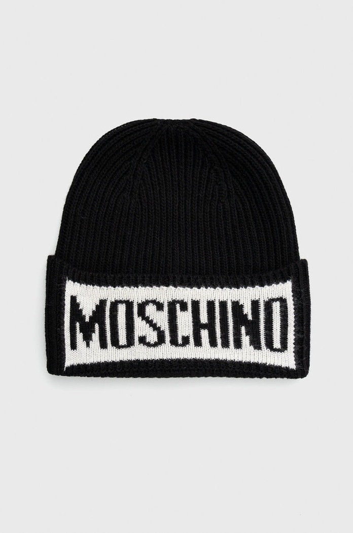 Vlnená čiapka Moschino s prímesou vlny čierna M5540.60077