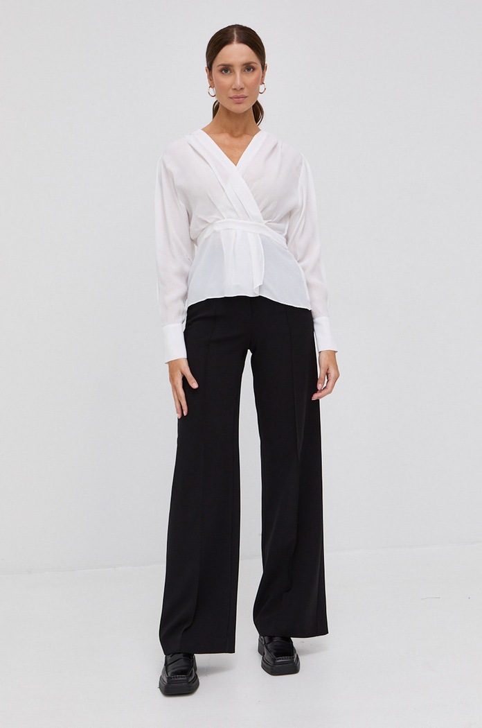 The Kooples Bluzka z domieszką jedwabiu regular biały FTOP23059K