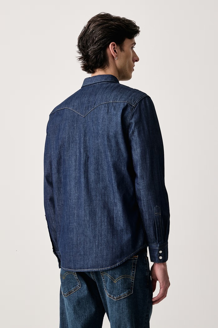 Πουκάμισο ανδρικό ντένιμ Levi's σκούρο μπλε 85744.0000