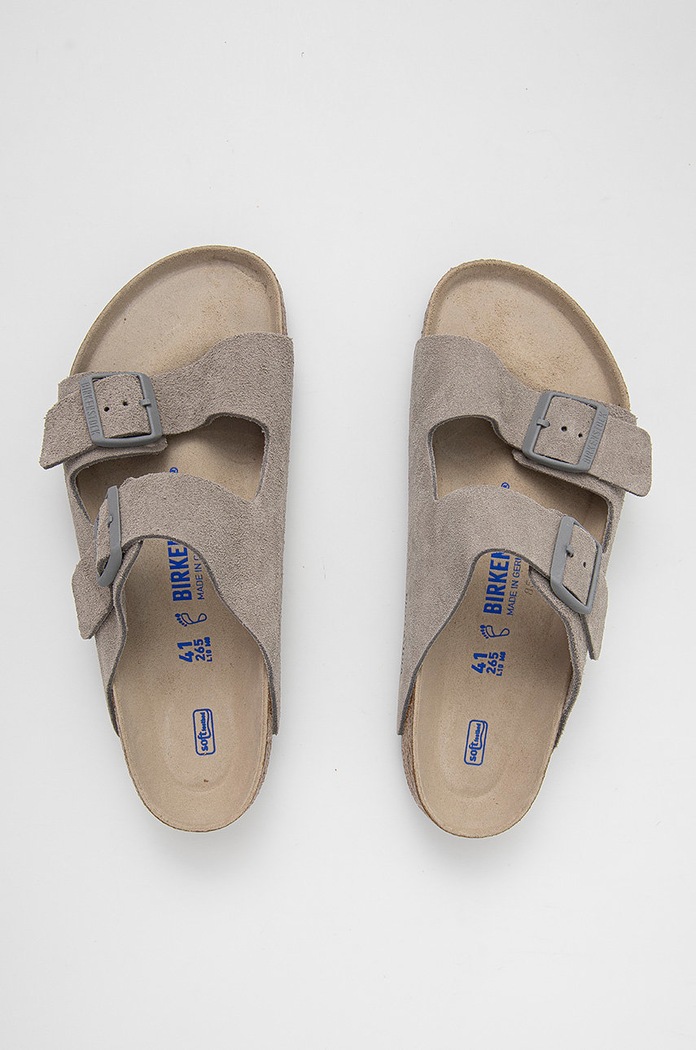 Birkenstock Klapki zamszowe Arizona szary 1020507.Stone.Coin