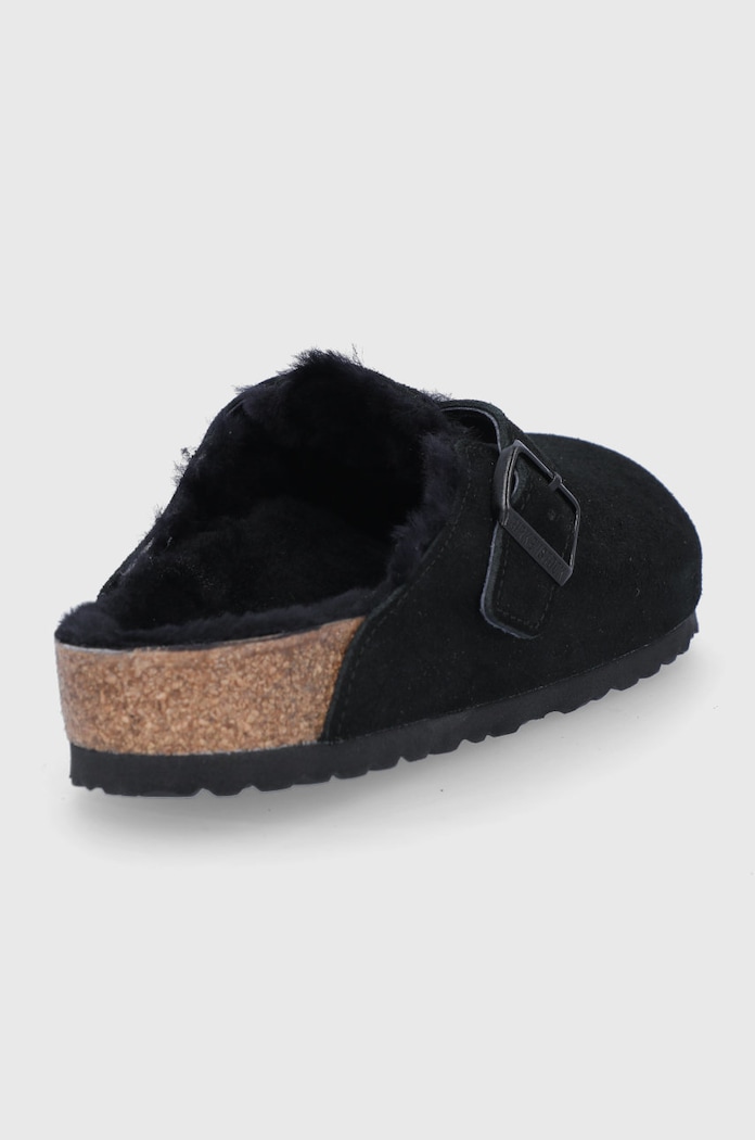 Obuwie Birkenstock kapcie zamszowe Boston 259881.BLACK czarny