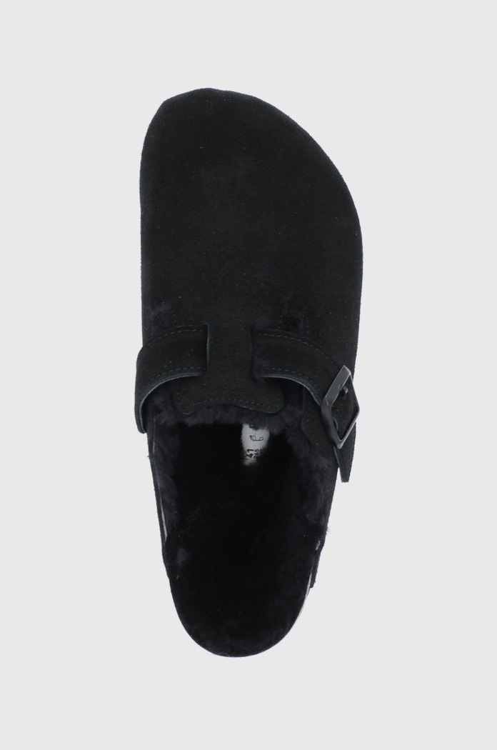 Birkenstock kapcie zamszowe Boston czarny 259881.BLACK