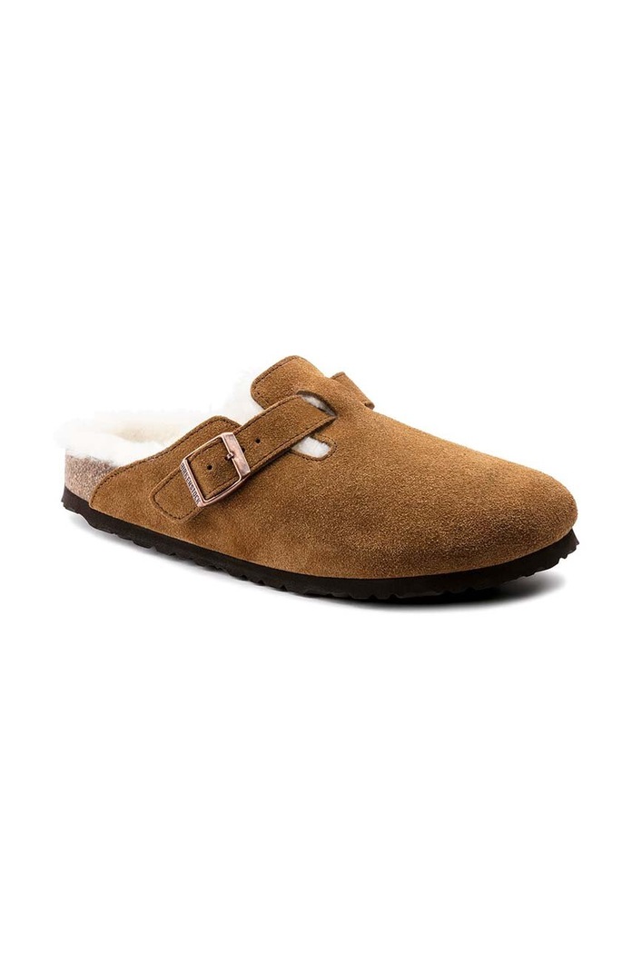 Birkenstock Kapcie zamszowe 1001140.Sheepskin.Mink brązowy AW23