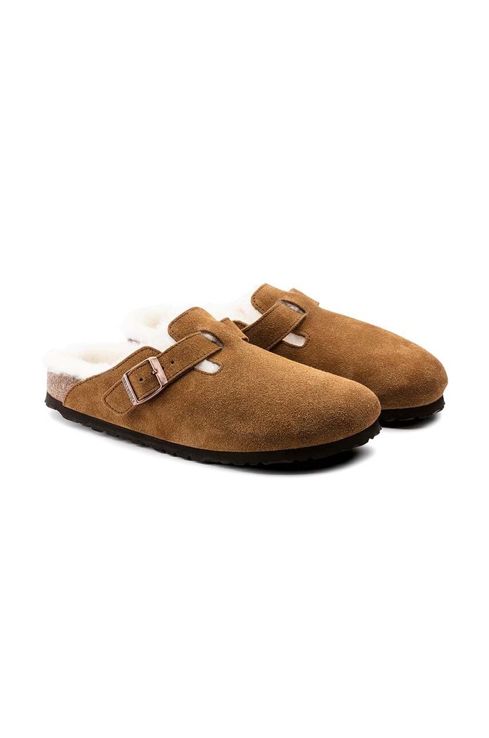 Obuwie Birkenstock Kapcie zamszowe 1001140.Sheepskin.Mink brązowy