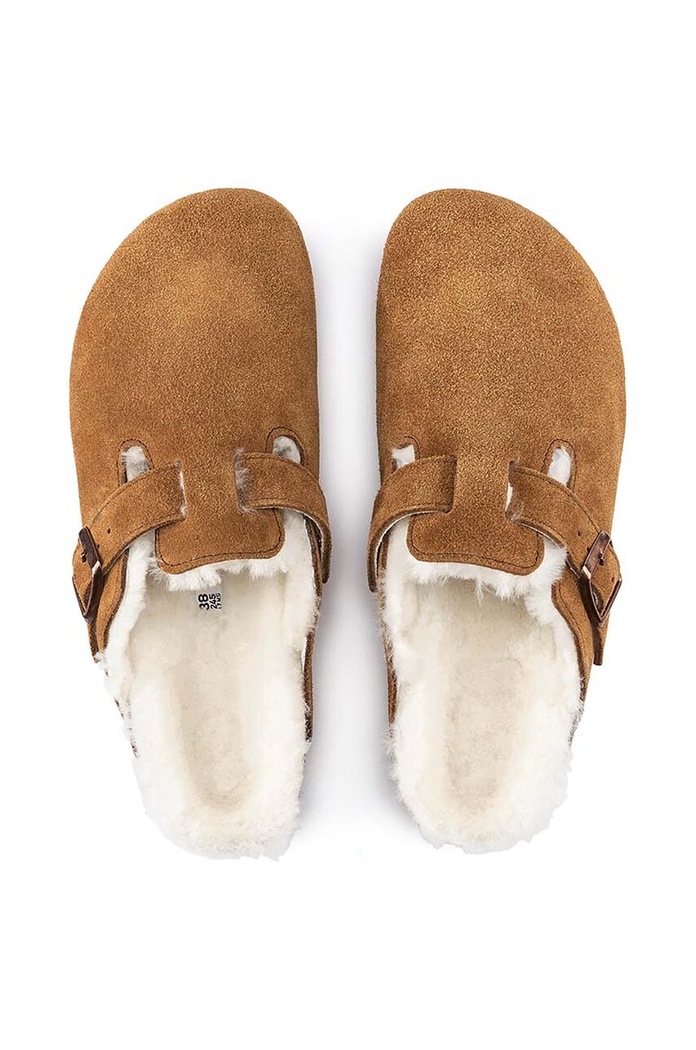 Kapcie zamszowe Birkenstock 1001140.Sheepskin.Mink brązowy