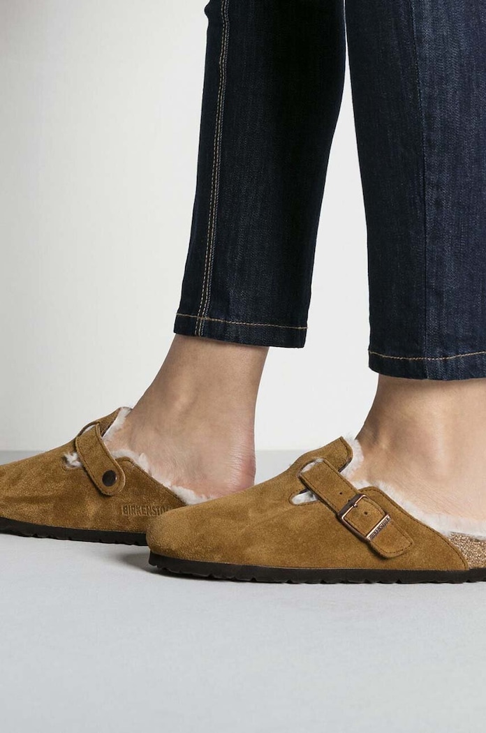 Semišové papuče Birkenstock Boston 1001141.Sheepskin.Mink