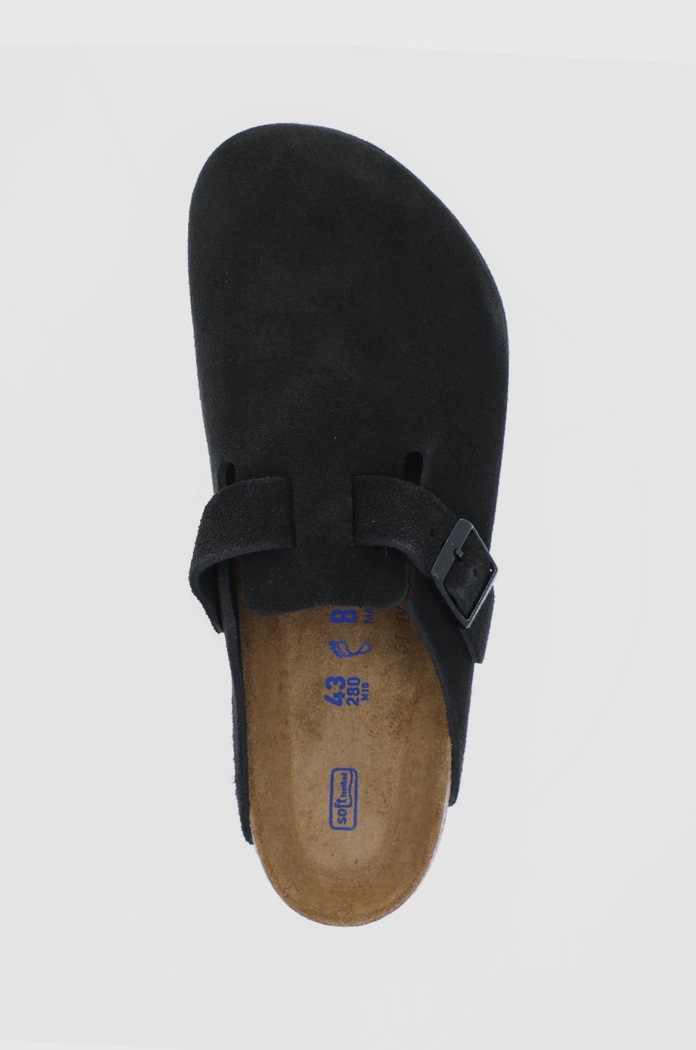 Birkenstock papuci din piele Boston negru 660471