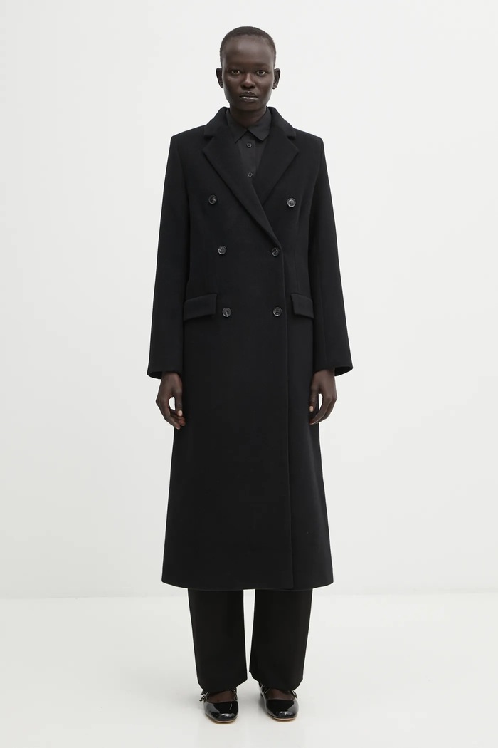 Samsoe Samsoe wool coat Planet friendly black F20400075