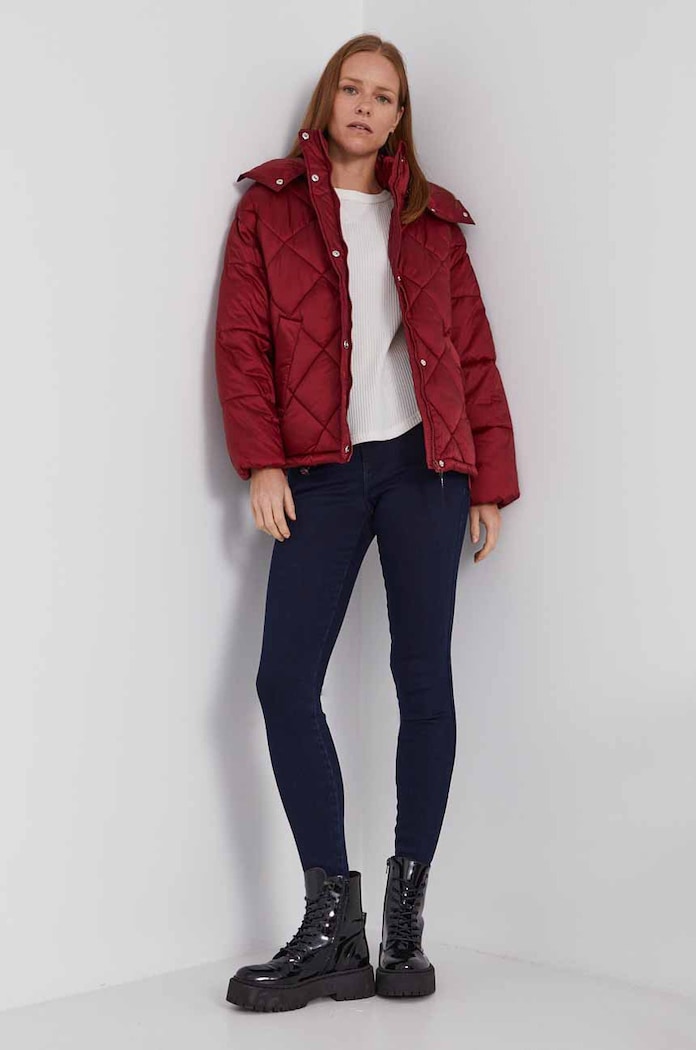 Pepe Jeans kurtka przeciwdeszczowa Claude z podszewką bordowy PL401980.287