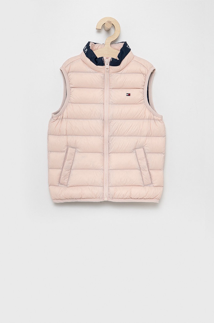 Dětská péřová vesta Tommy Hilfiger bez podšívky růžová KS0KS00170.4890