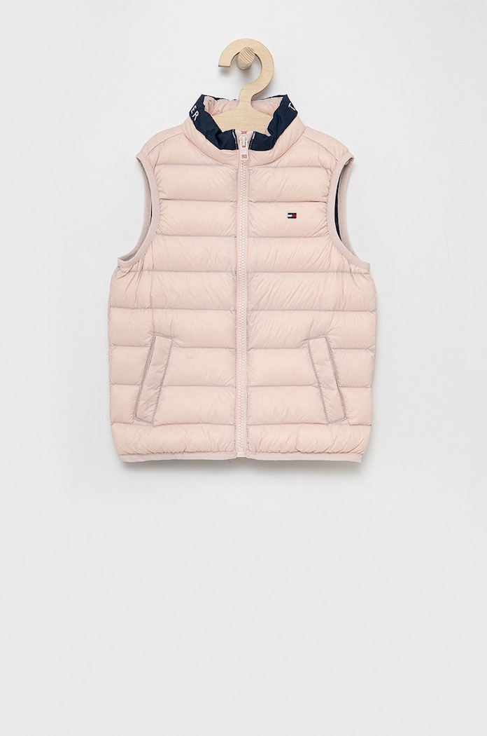 Dětská péřová vesta Tommy Hilfiger bez podšívky růžová KS0KS00170.4890
