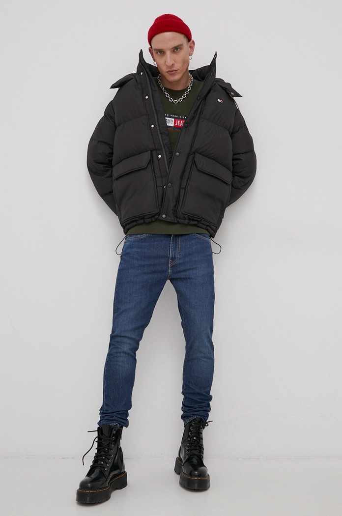 Μπουφάν με επένδυση από πούπουλα Tommy Jeans DM0DM11182.4890 μαύρο AW21