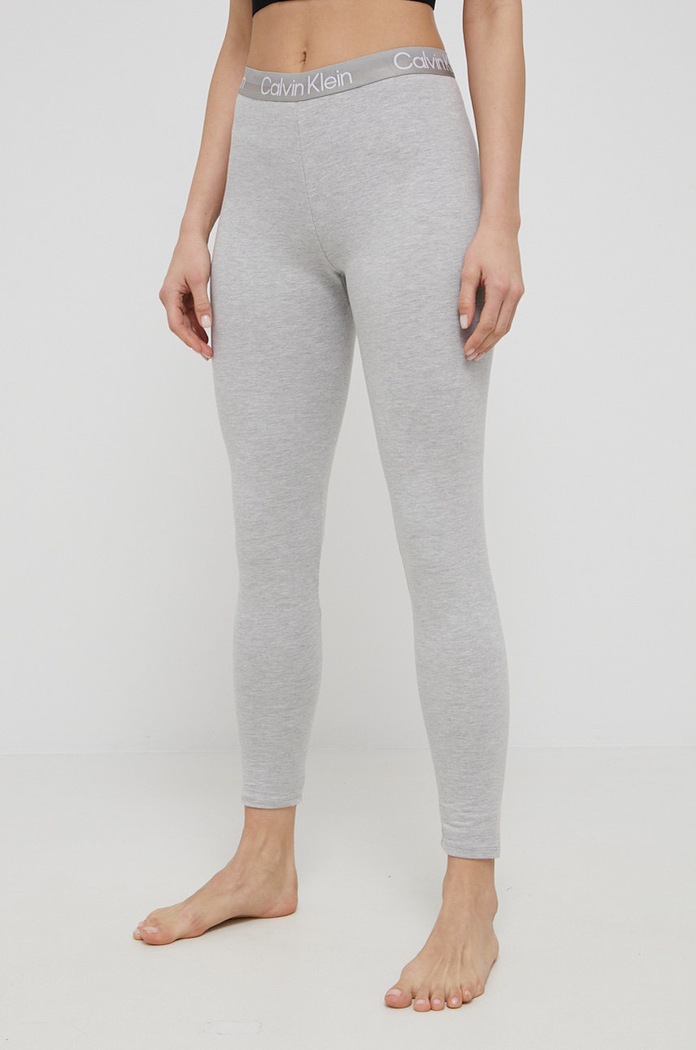 Pyžamové legíny Calvin Klein Underwear s elastanom sivá 000QS6758E.4890