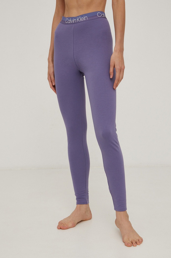 Pyžamové legíny Calvin Klein Underwear pletenina fialová 000QS6758E.4890
