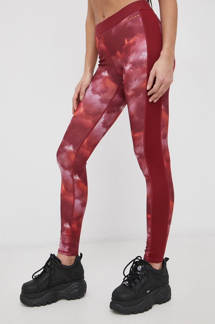 Roxy Legginsy wzorzyste bordowy ERJNP03399