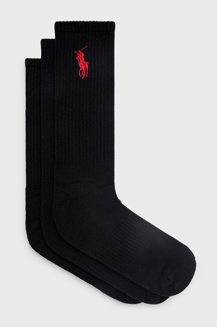 Čarape Polo Ralph Lauren (3-pack) visoke čarape crna 449858064002