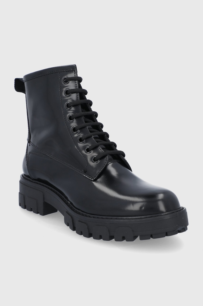 HUGO Botki skórzane Axel Bootie-A 50461864.001 50461864.001 czarny AW21