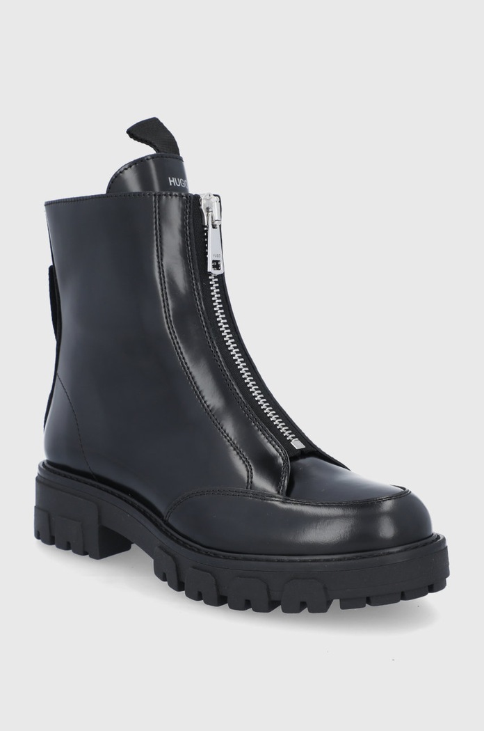 HUGO Botki skórzane 50461991.001 50461991.001 czarny AW21