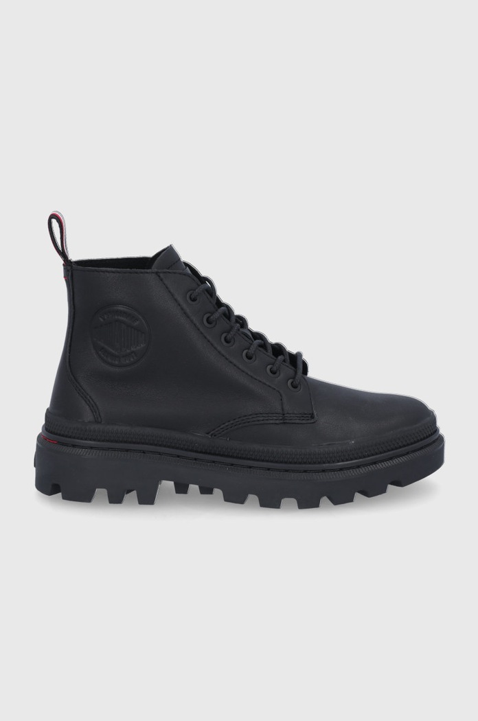 Palladium Botki skórzane płaski czarny 77202.010.M