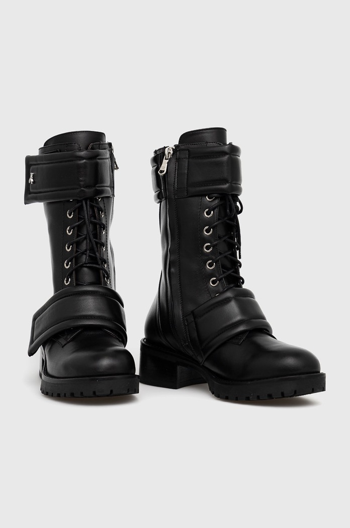 Δερμάτινα workers Patrizia Pepe 2VA283.K103 μαύρο AW21