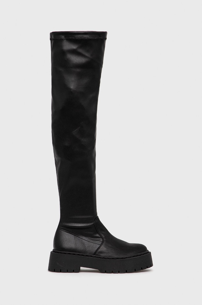 Steve Madden Kozaki skórzane Esmee Boot płaski czarny SM11001585.BLACK